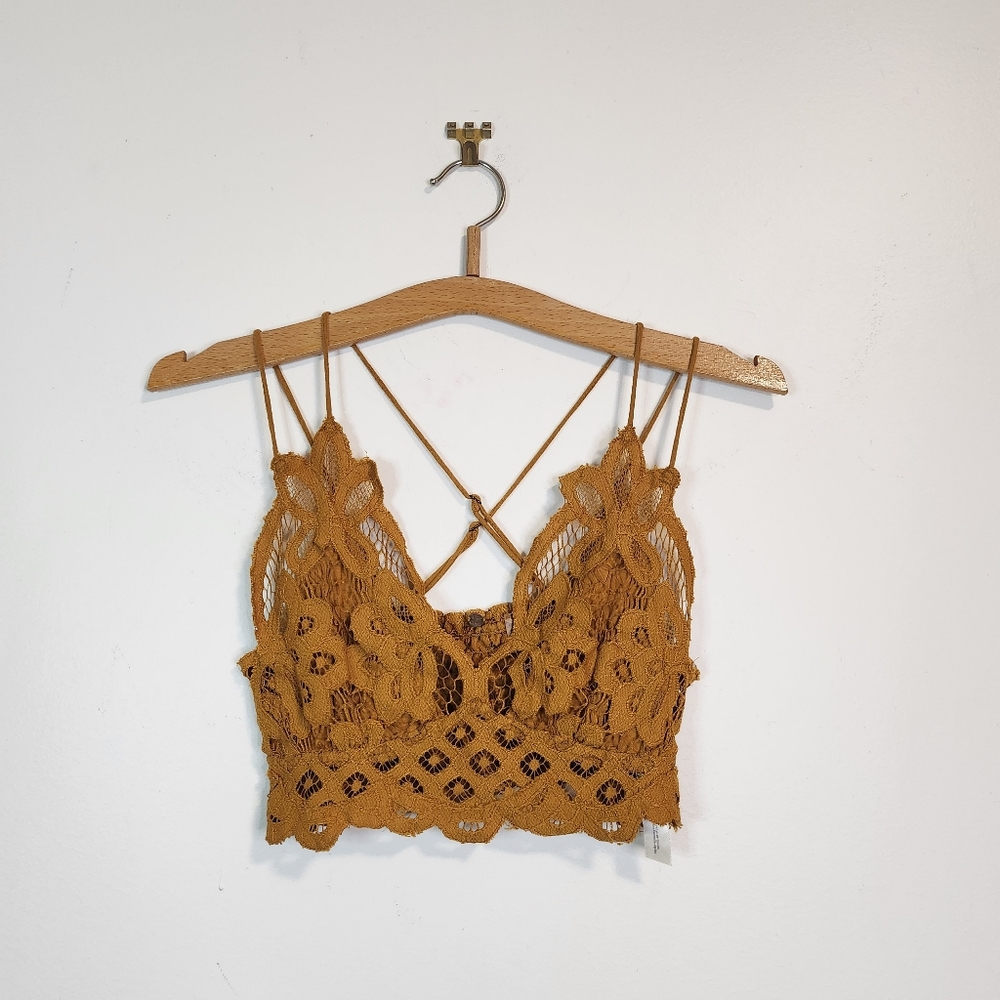Free People Adella Gold Yellow Lace Bralette